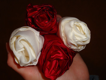 Red and White Fabric Flowers